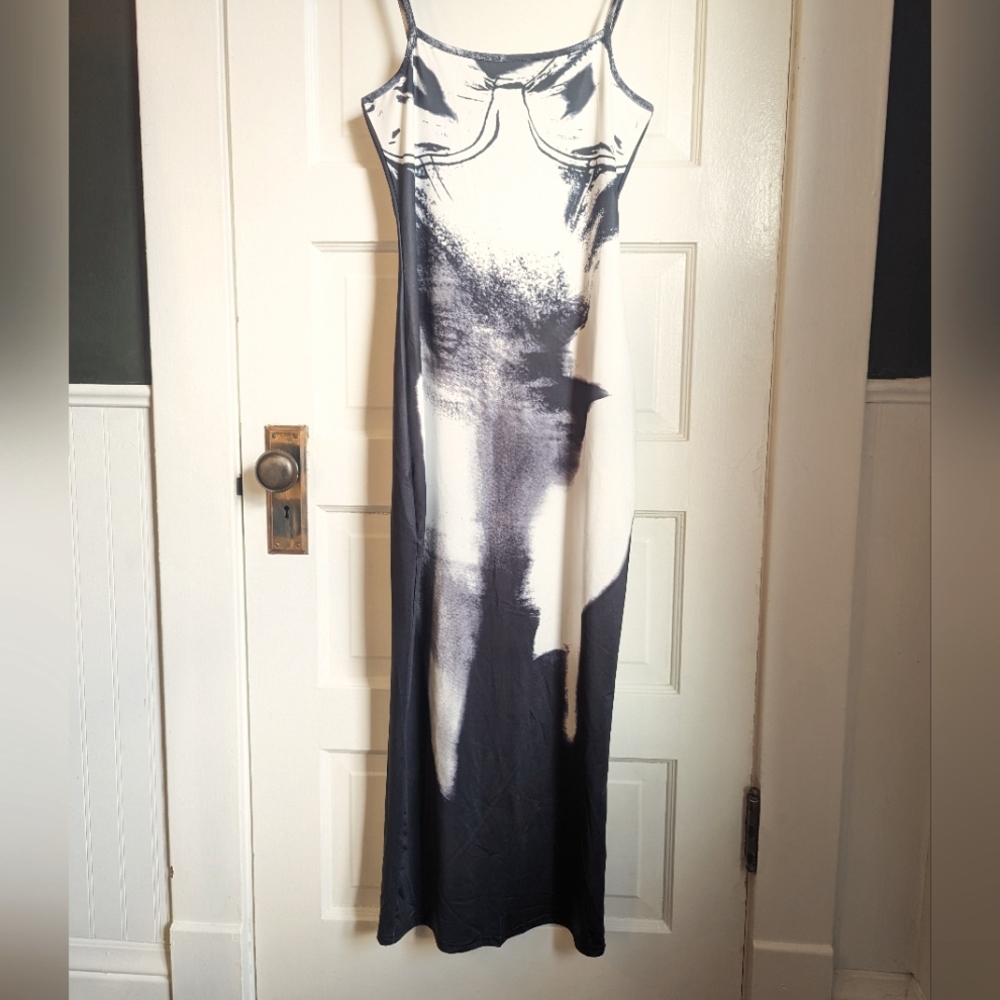 Micas Xerox Bodycon midi spaghetti strap dress